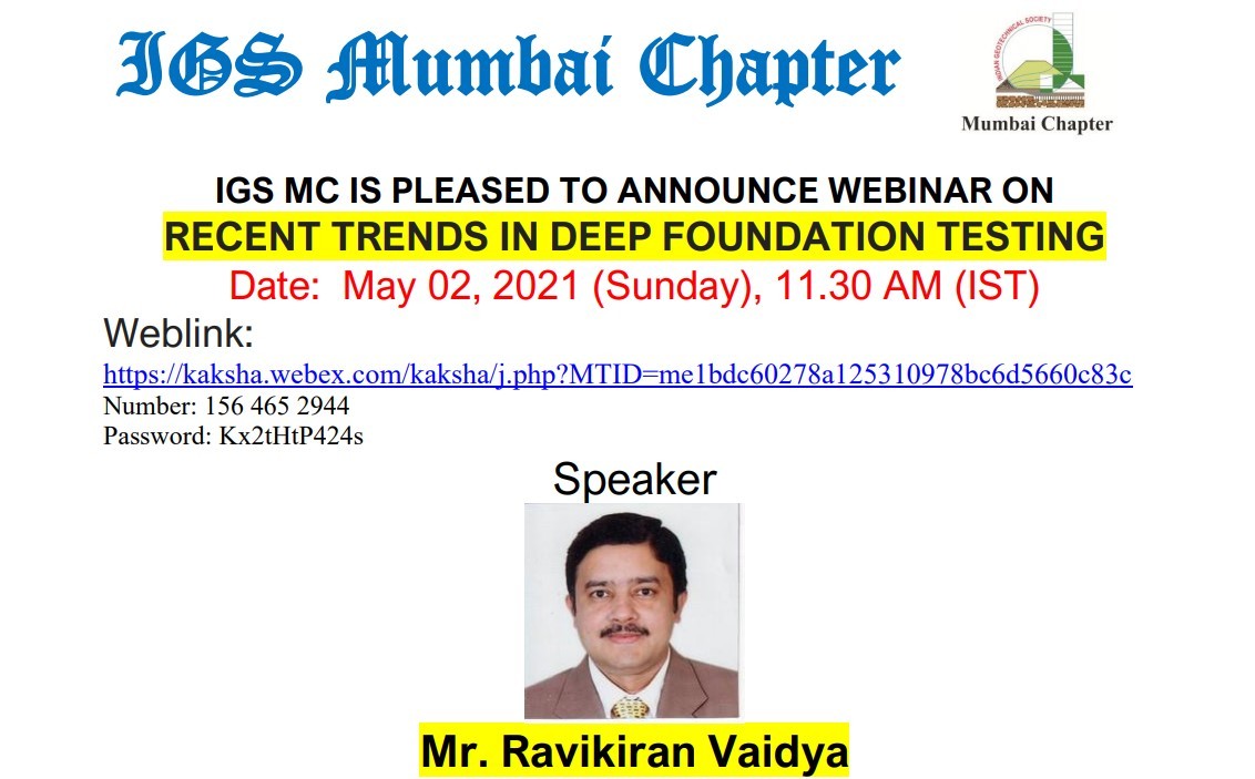 WEBINAR ON RECENT TRENDS IN DEEP FOUNDATION TESTING