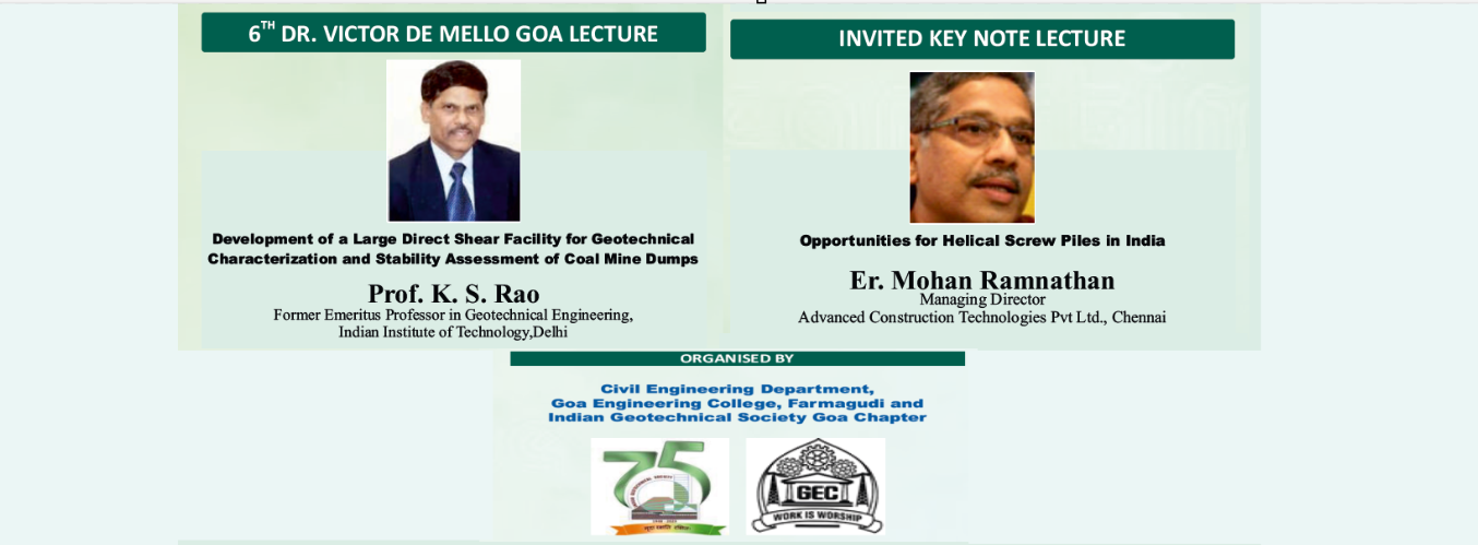 Sixth Dr Victor de Mello Goa Lecture