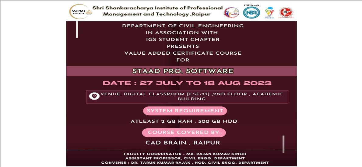 Value added certificate course for STAAD.PRO Software